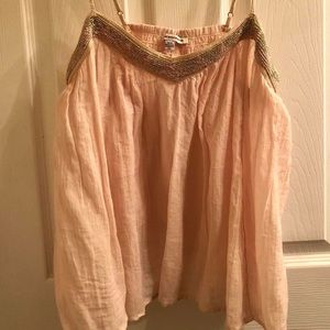 baby pink american eagle tank with gold accents.